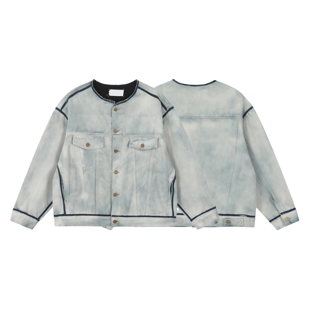 

New Y2k Man Clothing Denim Jacket for Men Street Style Daily High Brand Street Wear Classic High Street O-neck Winter Jacket Man