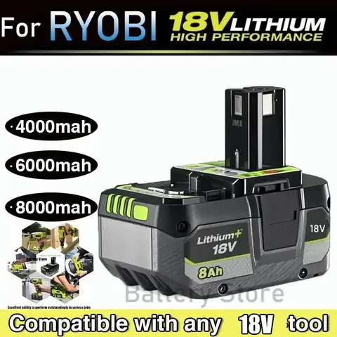 For RYOBI high-performance lithium battery 18V with no memory effect and low self discharge for all tools P104, P107