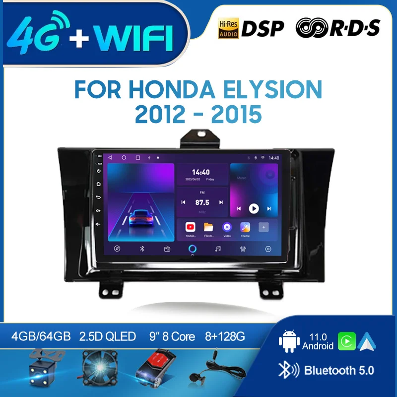 

Автомагнитола QSZN для Honda Elysion 2012 - 2015 LHD, 2 din, Android 12,0, мультимедийный видеоплеер, GPS-навигатор, головное устройство 4G Carplay