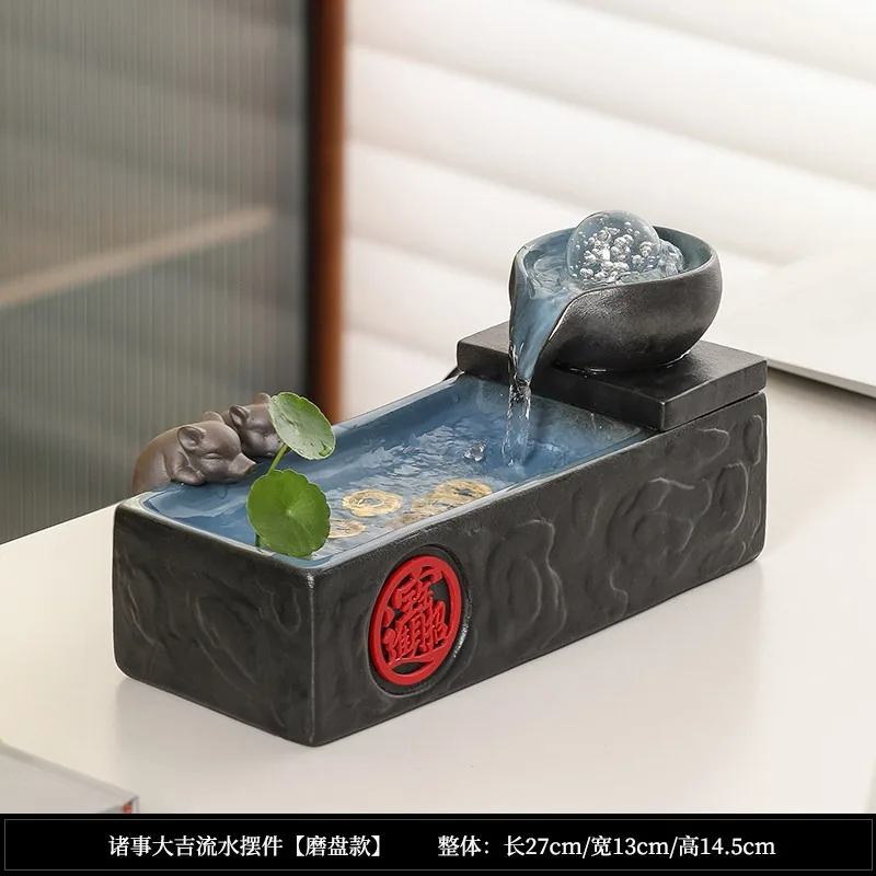 #q-Flowing Water Fountain Fortune Feng Shui Ball Ornament For Home Villa Tea Table Living Room And Office Desktop Decorationo*
