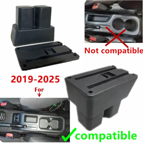 Imagen 2 del producto Reposabrazos para Suzuki Jimny JB74, Caja de Almacenamiento de Doble Capa con Portavasos, Accesorio Interior para Automóvil, 2019-2025