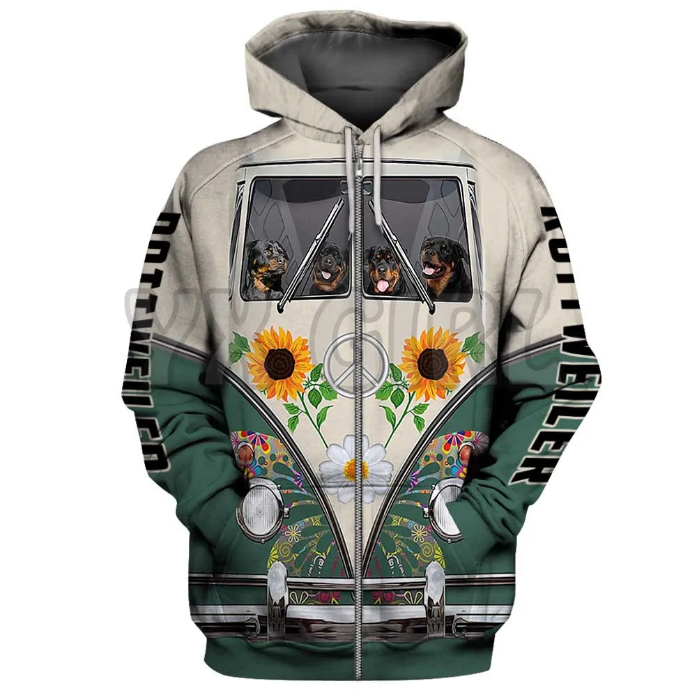 

Hippie Peace Rottweiler Dogs 3D Printed Hoodies Men For Women Unisex Pullovers Zipper Hoodie Casual Street Tracksuit