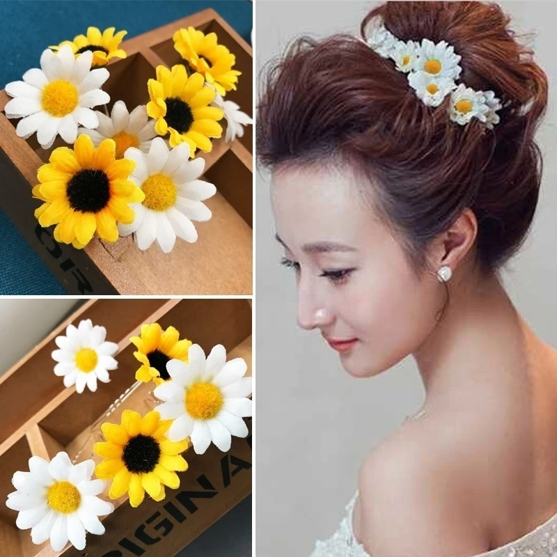 

Women U-shaped Pin Daisy Sunflower Hair Cuff Clip Pins Barrette Wedding Bridal Hairpin Tiara Boho Summer Hair Accessories