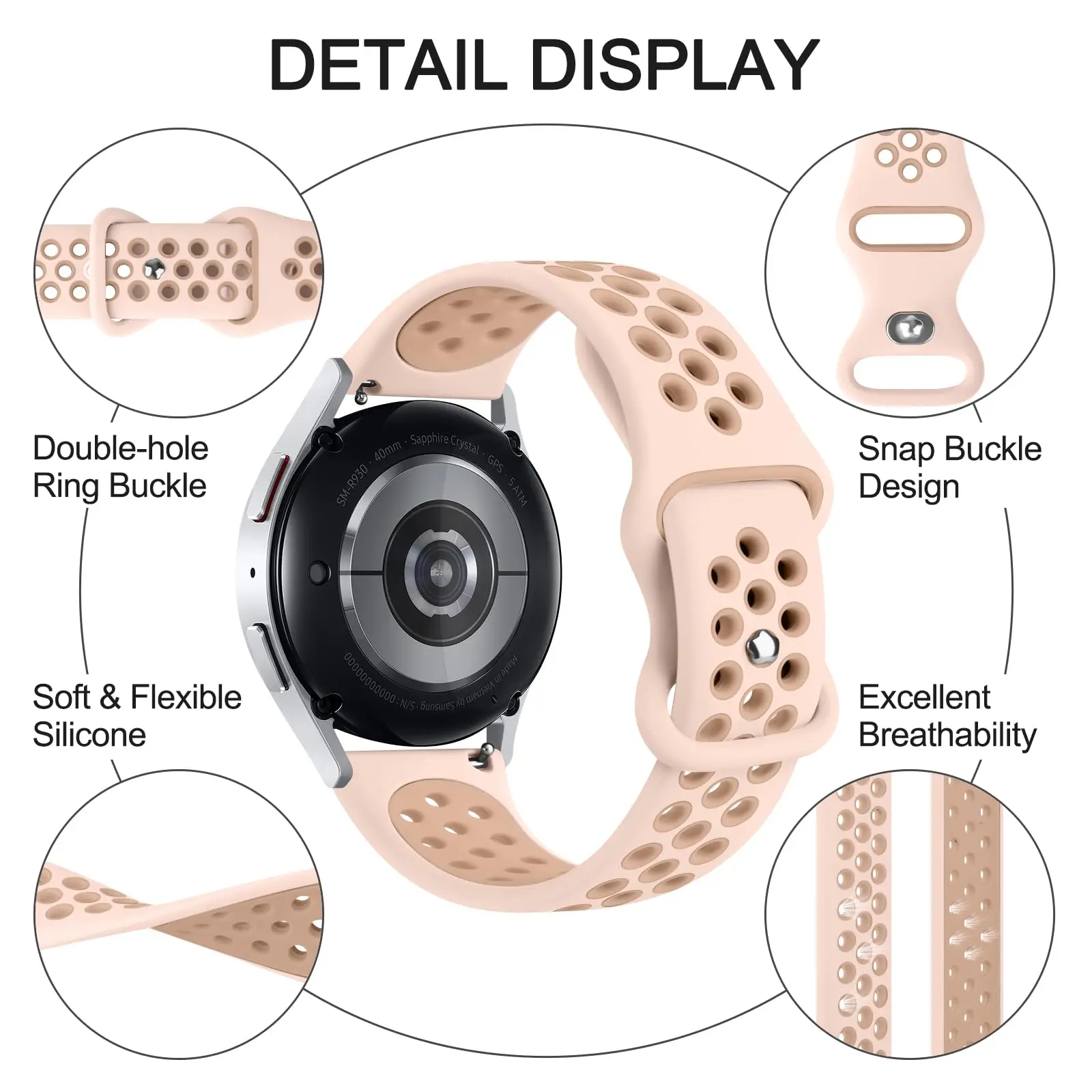 Ремешок 18 мм для Huawei Watch 5 GT5 Pro 42 мм GT5/4 41 мм Спортивный дышащий 8-образный ремешок с пряжкой для Huawei GT5 Pro/GT5 Ремешок 18 мм