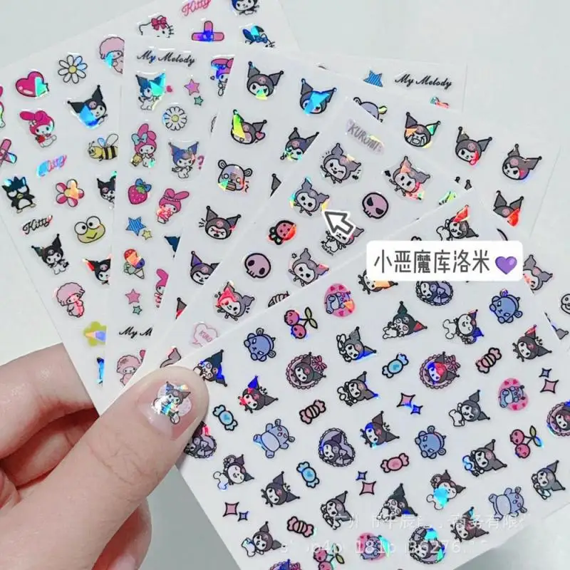 Sanrio Hello Kitty Kawaii Nail Stickers Girl Cartoon Kuromi My Melody Cinnamoroll Children Cute Decorate Stickers Holiday Gifts