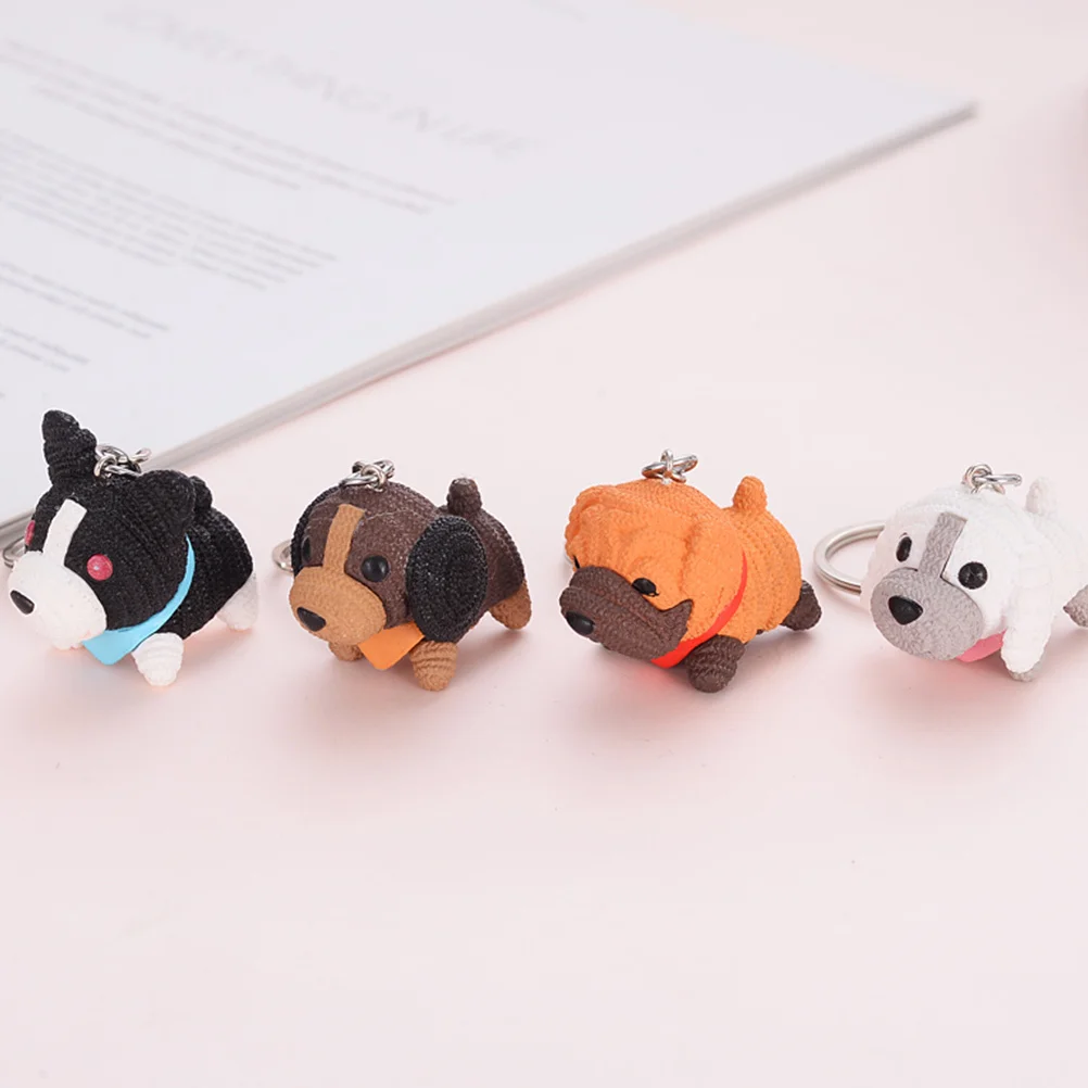 4 pçs adorável lã cão chave pingentes artesanato requintado pequenos presentes decorativos portáteis para amigos chaveiros