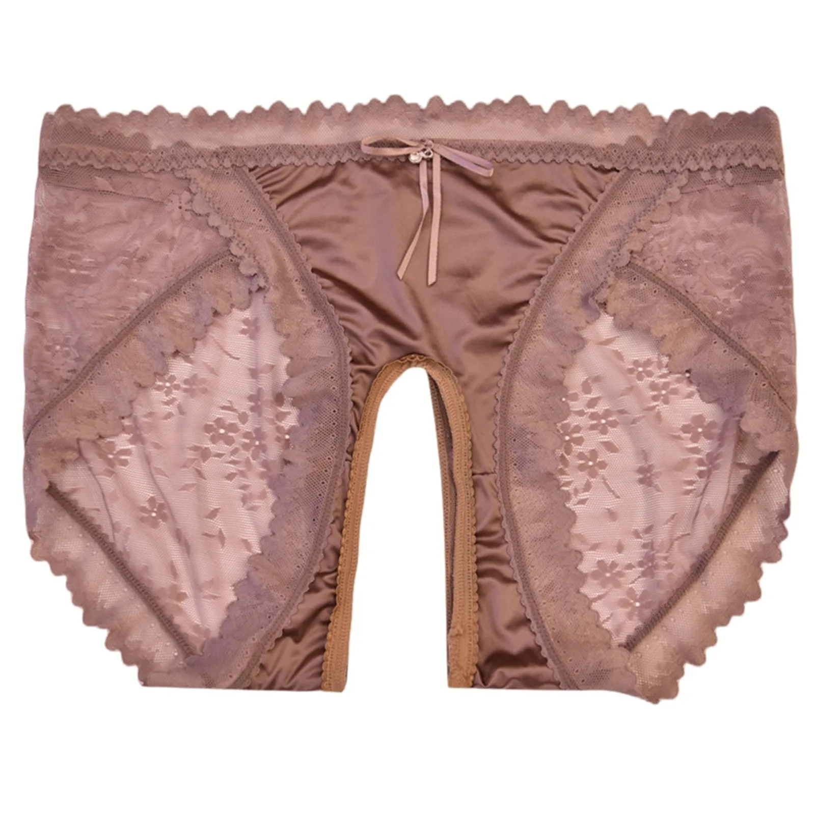 Letní útulné kalhotky pro ženy, saténové květinové krajkové spodní prádlo s otevřeným rozkrokem, sexy bezešvé kalhotky, měkké bavlněné tanga, plus velikosti, tanga - náhled 4