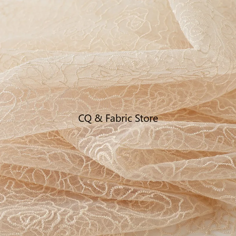 130 см широкая золотая нить с вышивкой розы для свадебного платья, шитье, кружево, сделай сам, кружевная сетчатая ткань на дворе