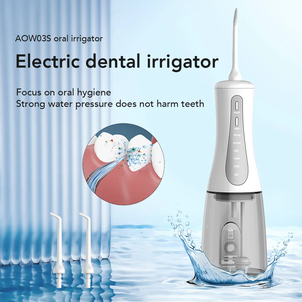 Nuevo irrigador Oral, hilo Dental recargable por USB, chorro de agua Dental portátil, limpiador de dientes impermeable de 350ML, 6 puntas para el cuidado bucal