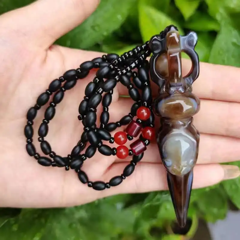 1pcs/lot Tibetan Natural Agate Vajra Necklace exorcise evil spirits keep safe precious accessories jewelry amulet folk-custom