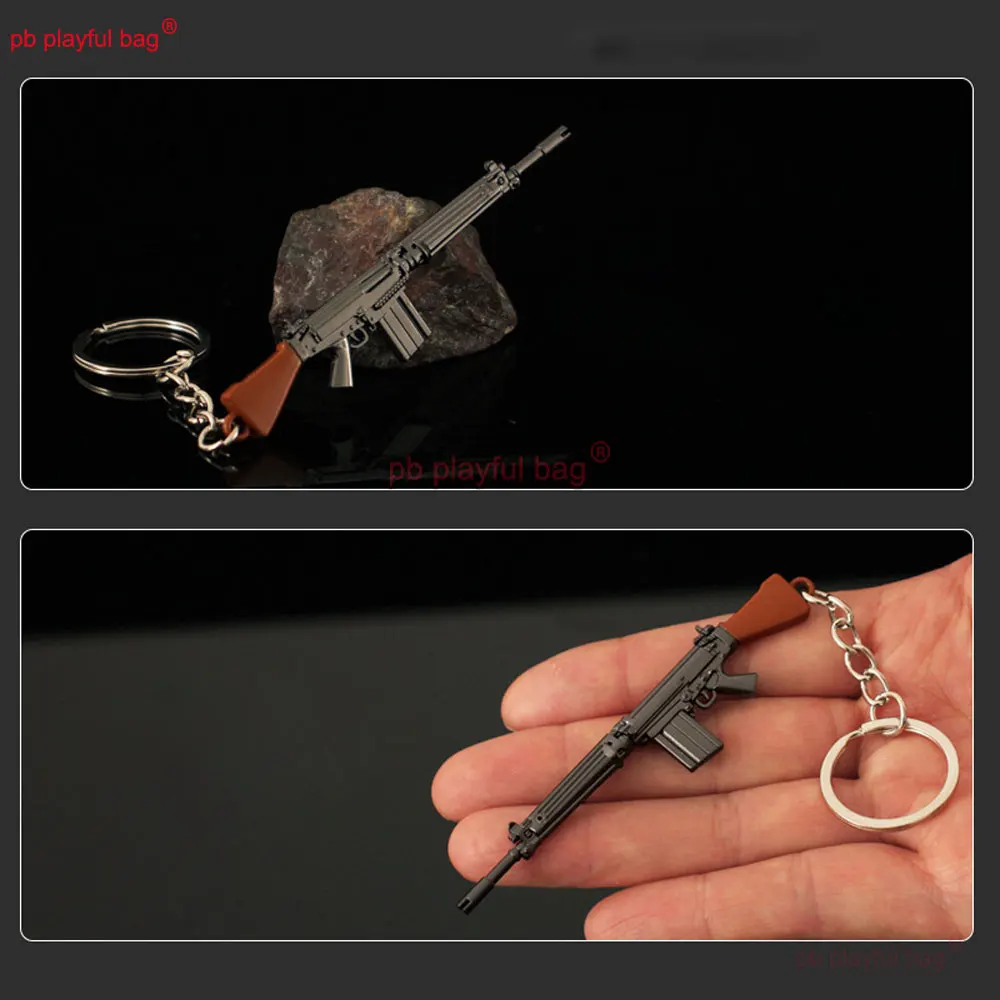 합금 키 체인 벨기에 FN FAL 미니 금속 장난감 총 장식 모델 게임 주변기기 액션 피규어 어린이 장난감 크리스마스 선물 ZG410