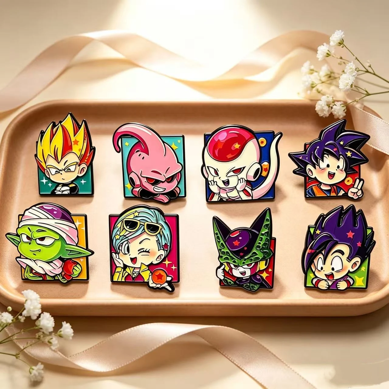 8 Stück Chibi Hot Blood Anime-Charakter Emaille-Anstecker, quadratische Cartoon-Broschen zur Dekoration von Rucksäcken und Jacken, Geschenk – Detail 5