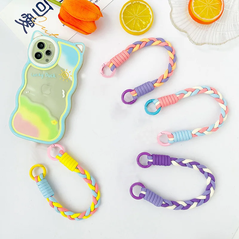 Mobile phone lanyard pendant Portable twist rope Mobile phone pendant Stylish and strong Wrist Short dopamine lanyard