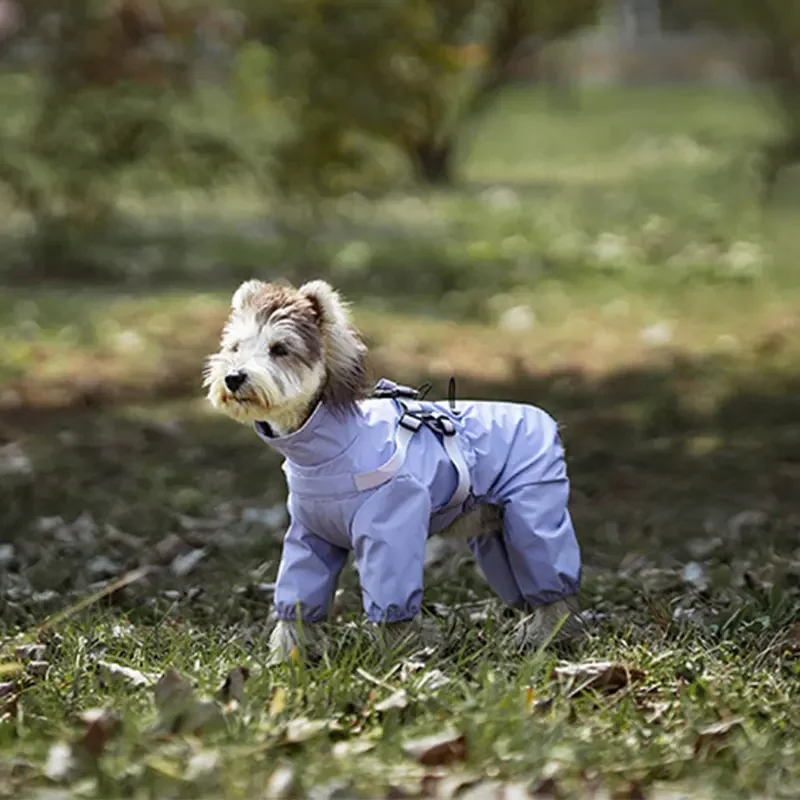 Hunde-Regenmantel mit Geschirr, wasserdichte Jacke für kleine Hunde, verstellbarer, reflektierender Hunde-Regenoverall, vierbeiniger Regenmantel für Haustiere. – Detail 7