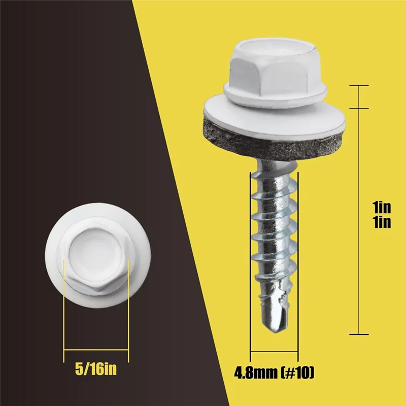J1UL1N 300Pcs 10X1 Hex Heads Self-Drilling Metal Roofing Screws, EPDM Washer,Sheet Metal Roof Screw With Hex Driver Bit