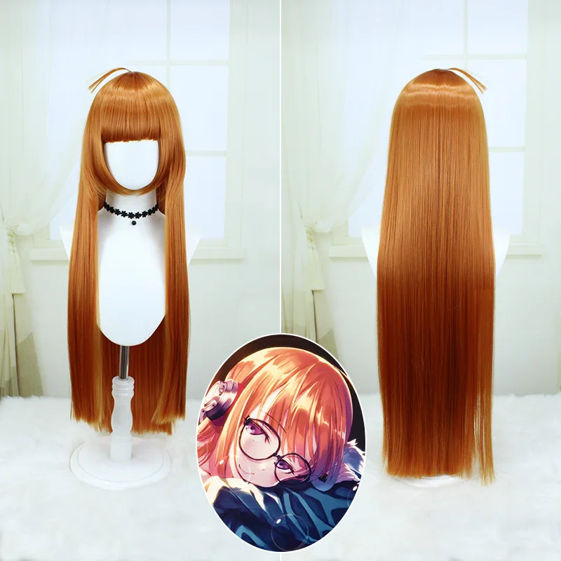 

Anime Game Futaba Sakura Cosplay wigs Costume P5 Cosplay Wig Orange Long Straight Hair Heat-resistant synthetic fiber Rose net