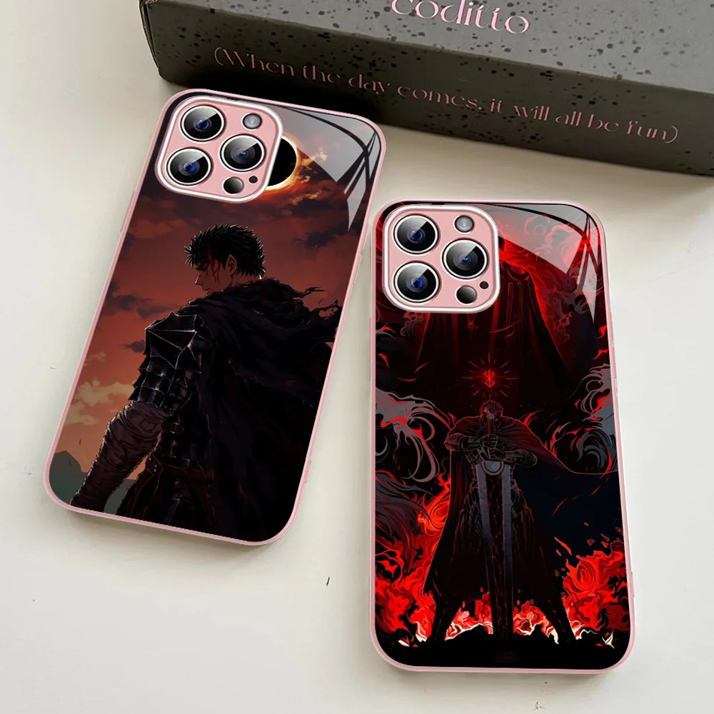 Anime B-Berserk G-Guts Phone Case For IPhone 14 13 12 Mini 11 Pro XS Max X XR 14 Plus Tempered Glass Cover