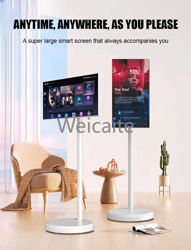 ทีวีจอแบนอัจฉริยะขนาด 32 นิ้วแบบพกพาพร้อมไมโครโฟนแบบสัมผัสกล้องขาตั้งมือถือใช้ในร่มฟังก์ชั่น SDK ผู้ผลิต OEM