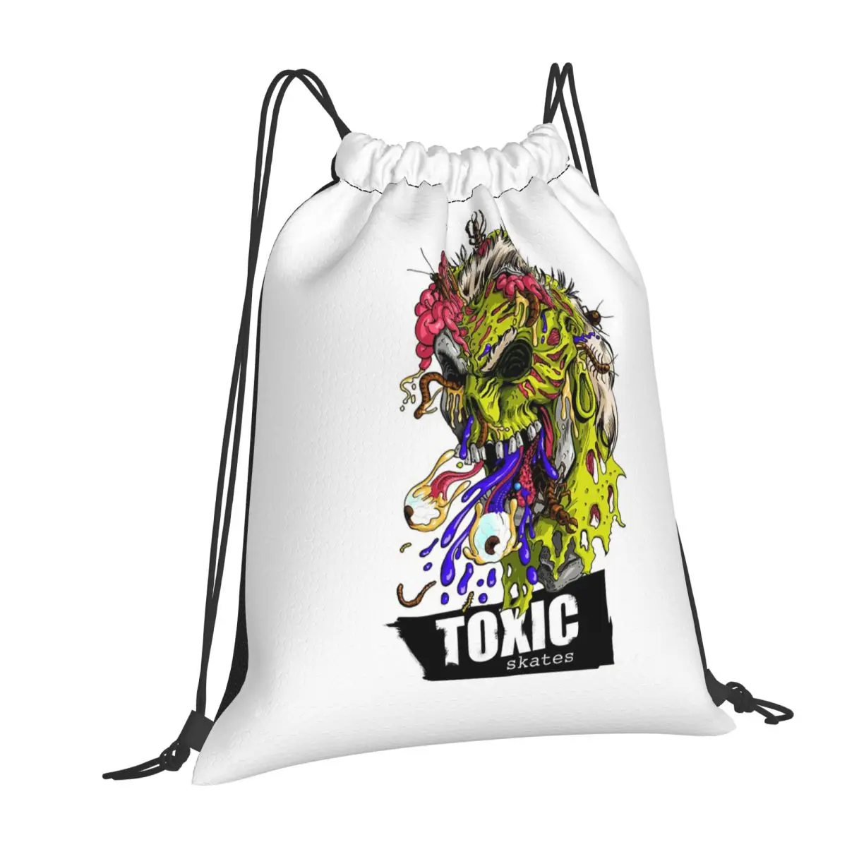 Toxic Skates Skull Backpacks Fashion Drawstring Bundle Pocket Shoes Bag Book Bags for Travel School