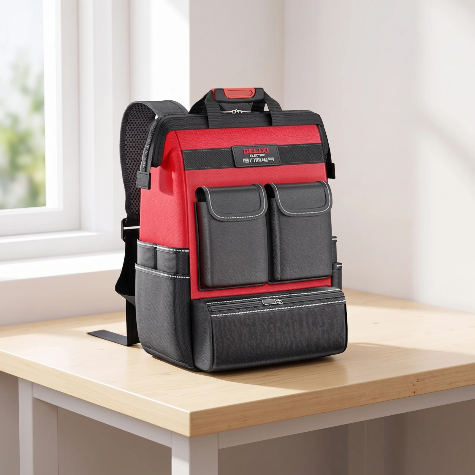Tool Backpack Sturdy Tool Bag Backpack Reinforced Padded for Electricians, Jobsite