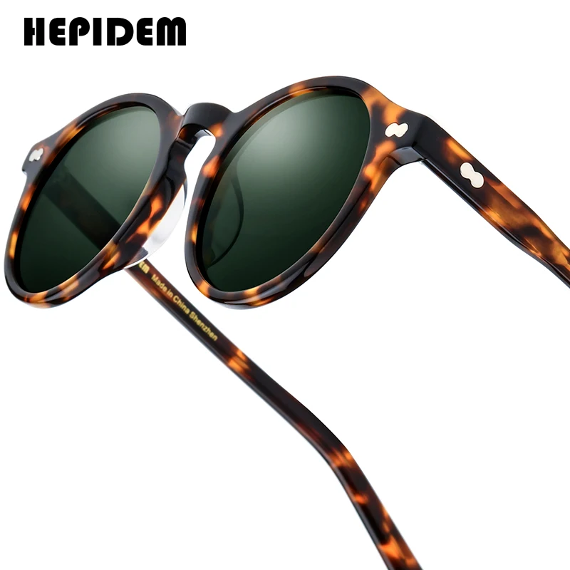 Lunettes de soleil polarisées en acétate HEPIDEM pour femmes, nouvelle collection 2026, de marque, style rétro vintage, rondes, inspirées Johnny Depp Miltzen 9401T