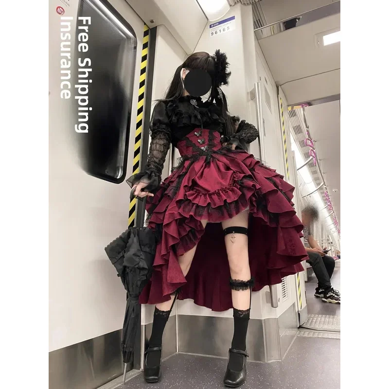 

Набор костюмов на Хэллоуин в готическом стиле Sle Lolita 2022, дизайн талии для похудения, тема, весна, осень, зима, юбка и топ, tt9]