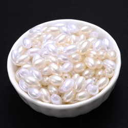 100pcs/Lot Rice Shape Acrylic Spacer Beads Loose Imitation Pearl Beads For Jewelry Making Bracelet Earring DIY Needlework