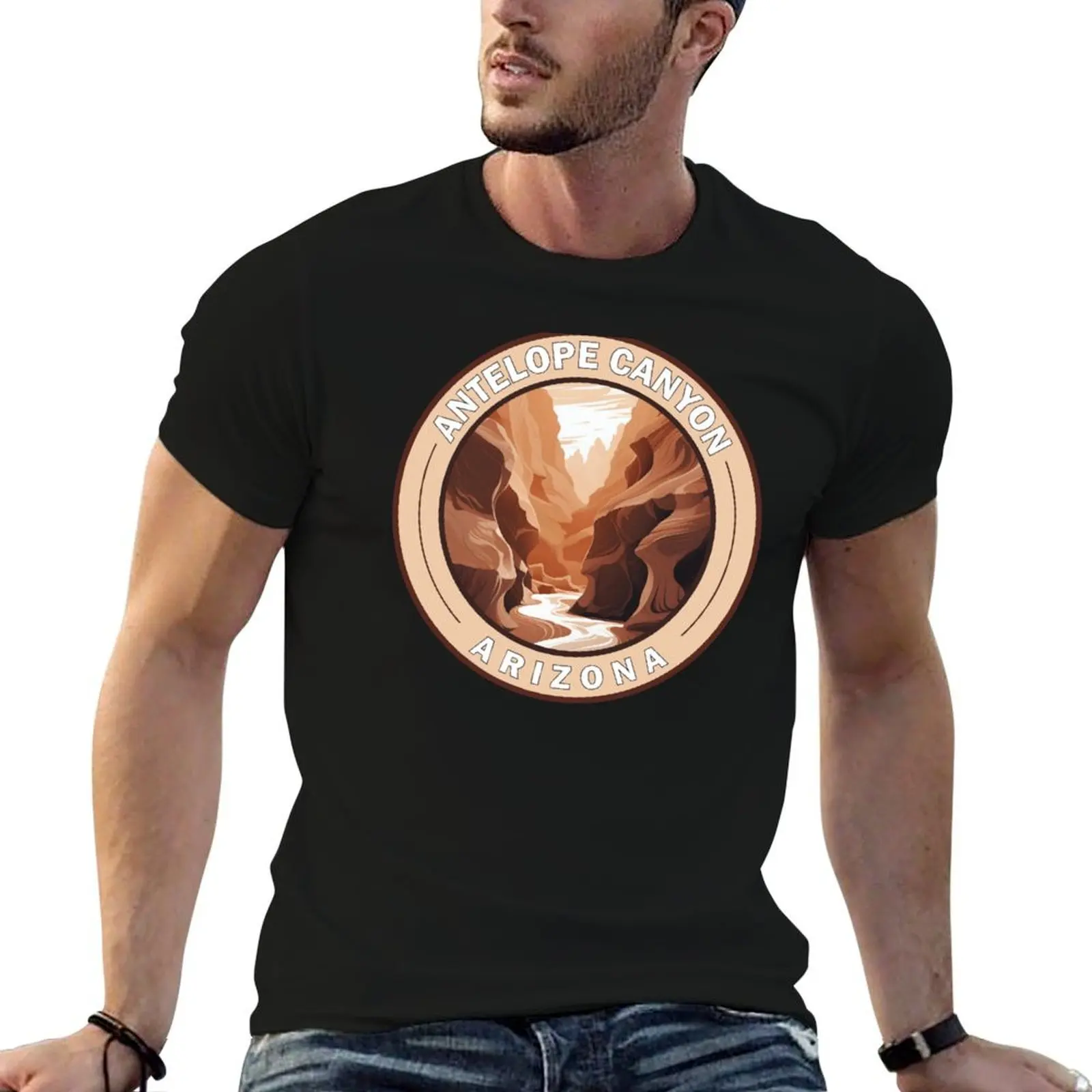 

Antelope Canyon Arizona Retro Badge T-Shirt man t shirts high quality luxury brand cotton t shirts man 100% T-Shirt