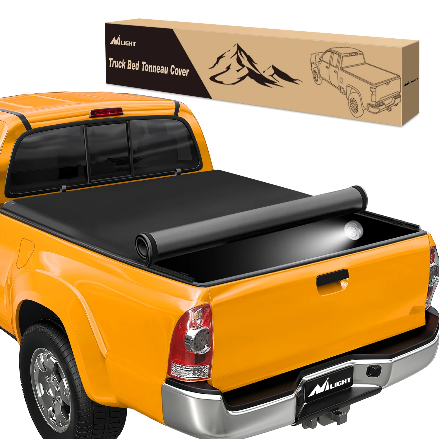 

Nilight Soft Roll-Up Tonneau Cover for 2014–2021 Toyota Tundra 6.5ft Bed, Toyota Tacoma 2016 2017 2018 2019 2020 2021 2022 2023 6ft, Weatherproof Low Profile Truck Bed Cover, Quick Roll-Up Design