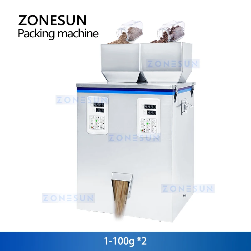 ZONESUN Digital Control Particle Filling Machine Granule Packing Equipment Beans Nuts Rice Weigher Packaging ZS-GWF2