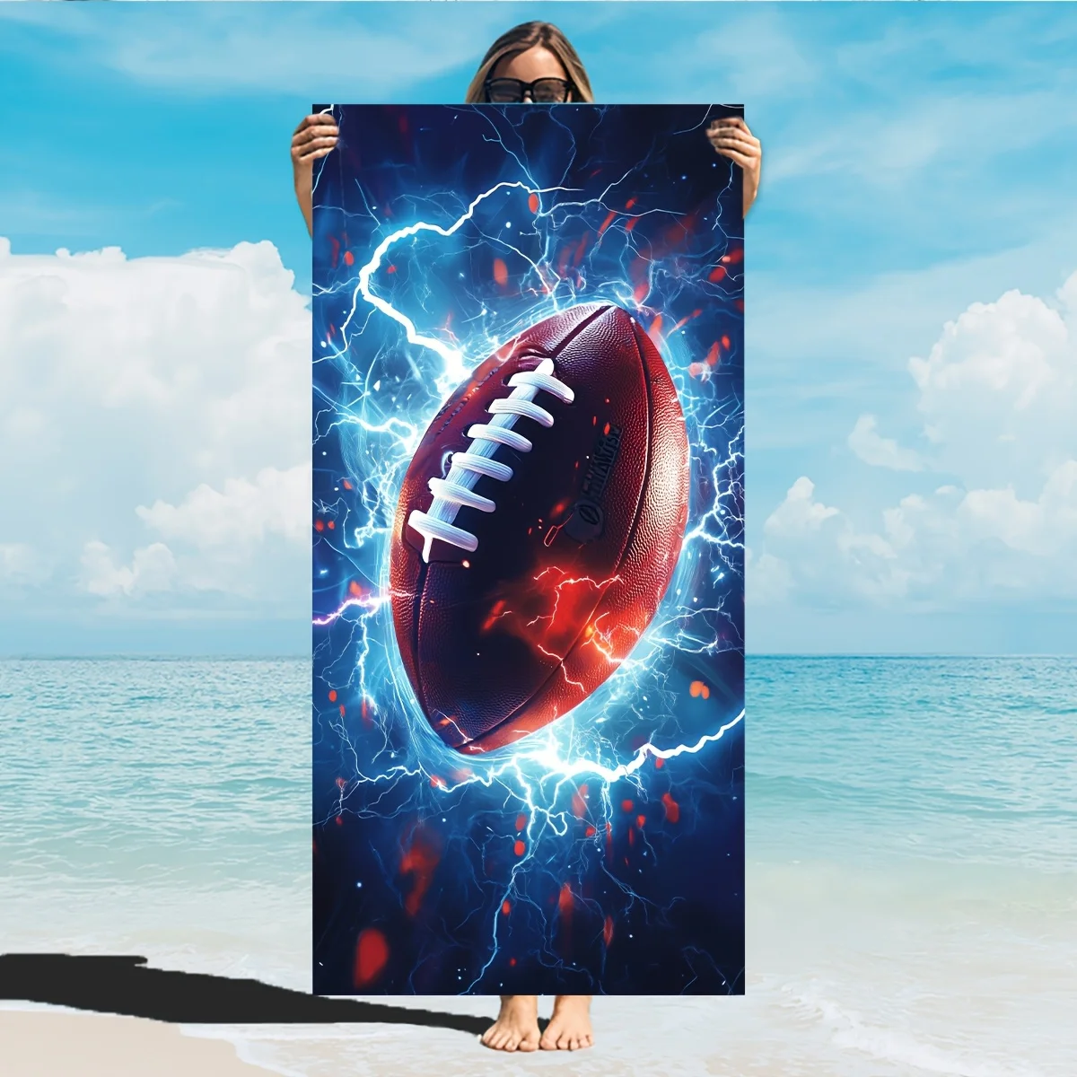 Spring Lightning American Football Beach Towel For Men And Women Extra Large Pool Swimming Bath Towels Lounge Chair Towel