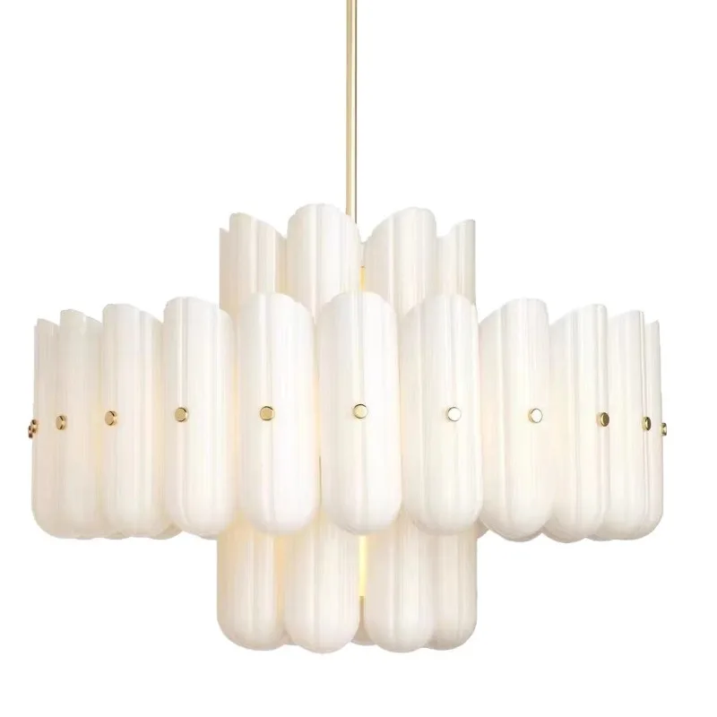 Living room lamps, medieval French retro glass chandelier, dining room bedroom cream wind art lamp designer chandelier