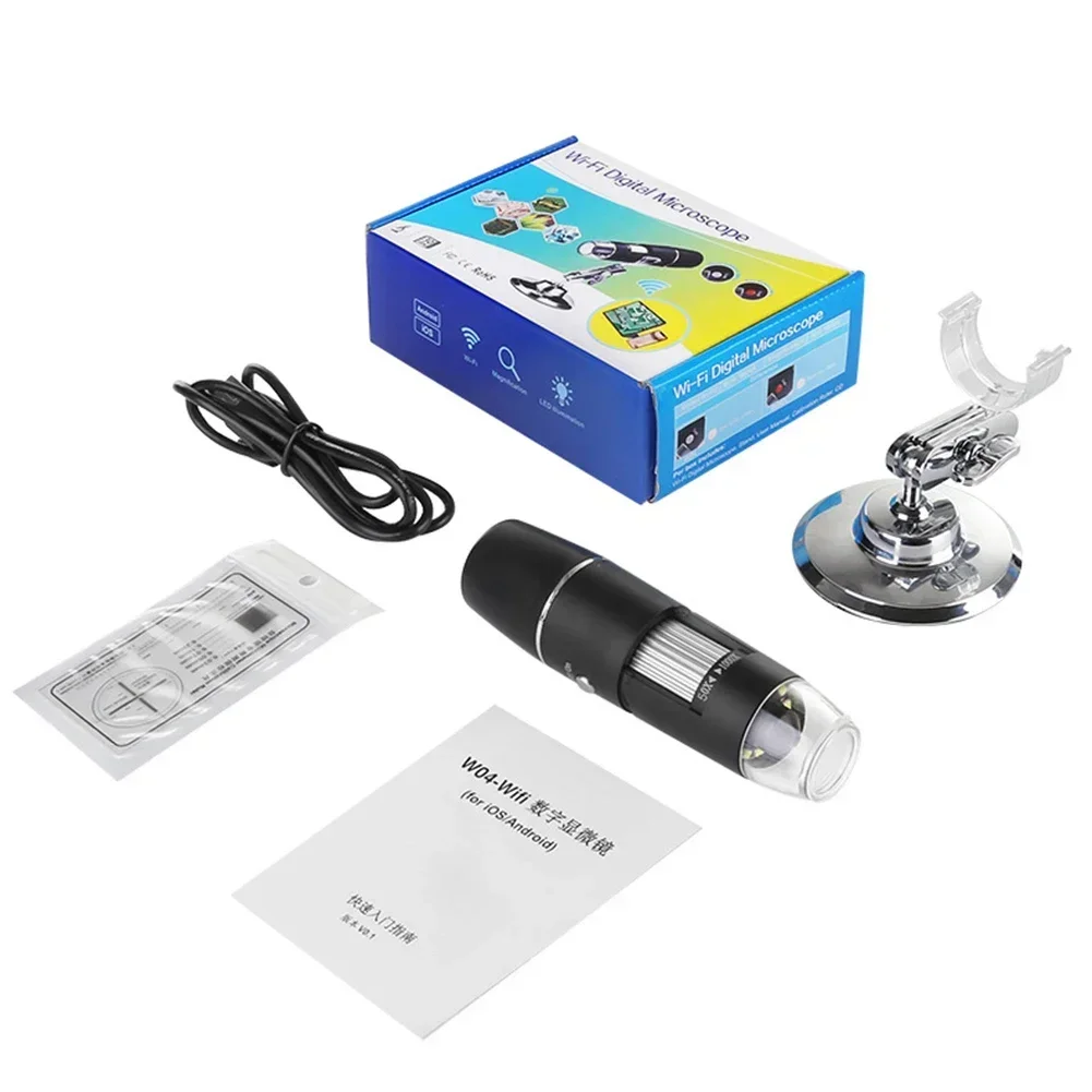 Microscopios electrónicos portátiles de mano con Wifi, interfaz USB Digital, estéreo electrónico, soporte de 8 LED para Android, IOS y PC, 1600X,