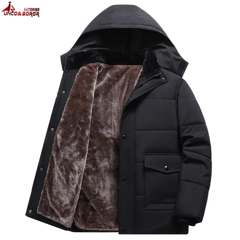 Plus Size 6XL 7XL 8XL Thicken Warm Winter Jacket Men Streetwear Business Middle aged Removed Hoodies Parkas Coats Male Clothing