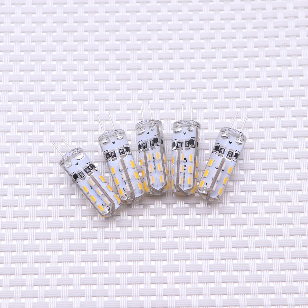 

5 Pcs G4 LED Light Bulbs 12V 1.5W Warm White 3014 SMD Energy Saving DC12V LED Lamps for Standard Base 105 Lumens