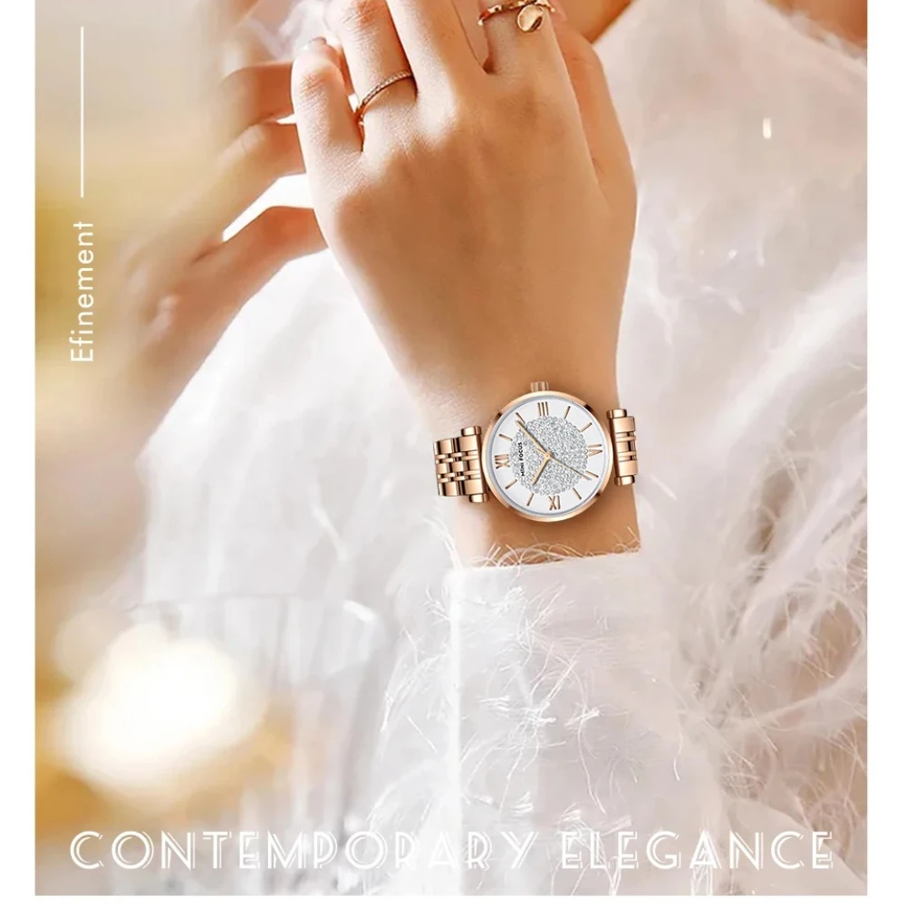 MINI FOCUS 0334L Women's Watch Water Diamond Full Diamond Watch Top Luxury Waterproof Quartz Women's Watch Reloj Mujer Relógio