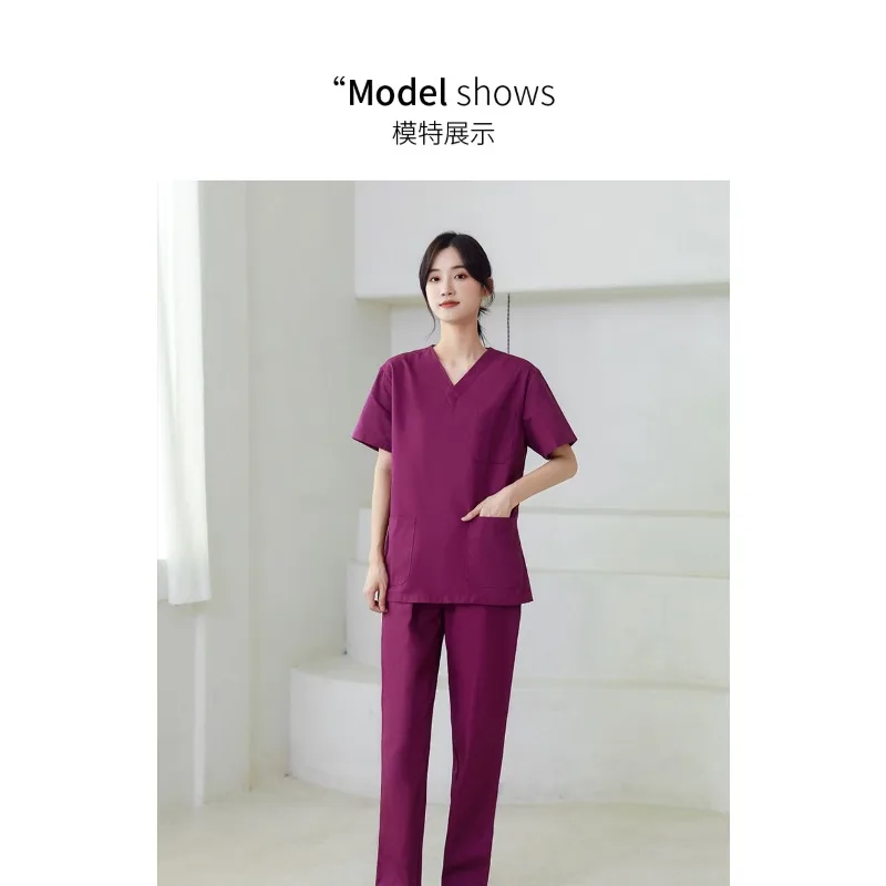 Handwashing Clothes Women's Cotton Operating Room Short Sleeve Brush Hands Oral Dental Surgeon Overalls