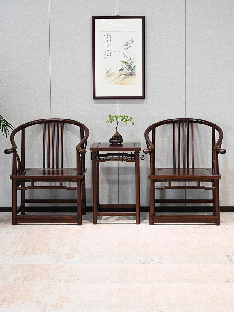 

Chinese Old Elm Three-Piece Set Antique Leisure Armchair Palace Chair Solid Wood Armrest Ming Style Comb Back Chairs