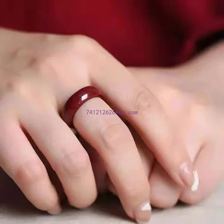 High purity genuine cinnabar wealth transfer ring for men and women