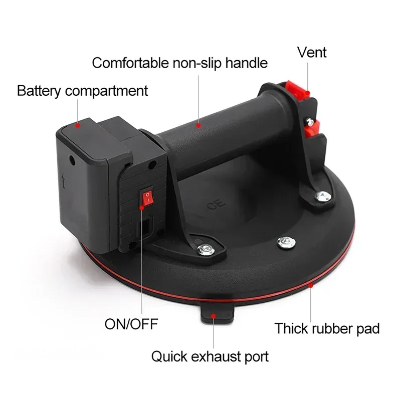 Ventouse sous vide de pompe à air électrique, outil de manipulation de carreaux de céramique de verre de granit, ventouse de bain portative, rap-Duty, 2600mAh, 200kg