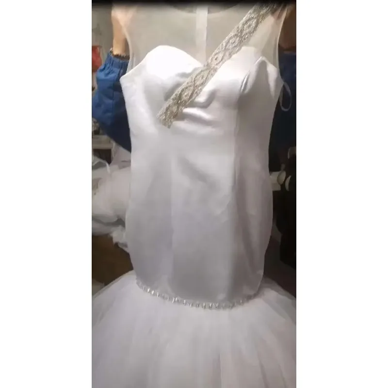 

Customized Newest Cap Sleeves Beads Wedding Gown For Bride 2024 Robe De Mariee Sweep Train African Satin Bridal Gowns