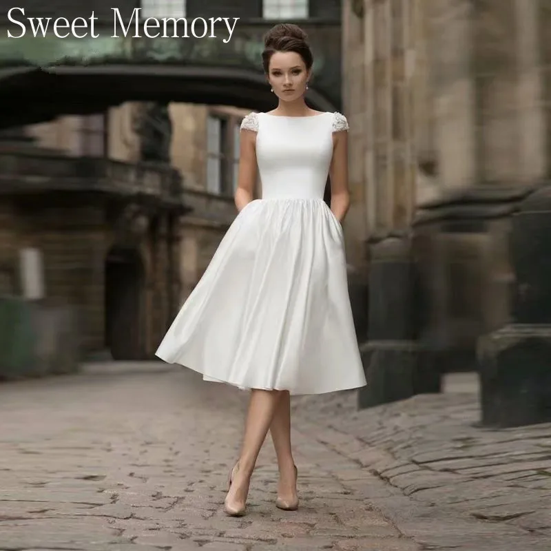 M142 Customized White Satin Dress Sweet Memory Luxury Women A-Line Party Dress Princess Elegant Sexy Backless Wedding Dresses