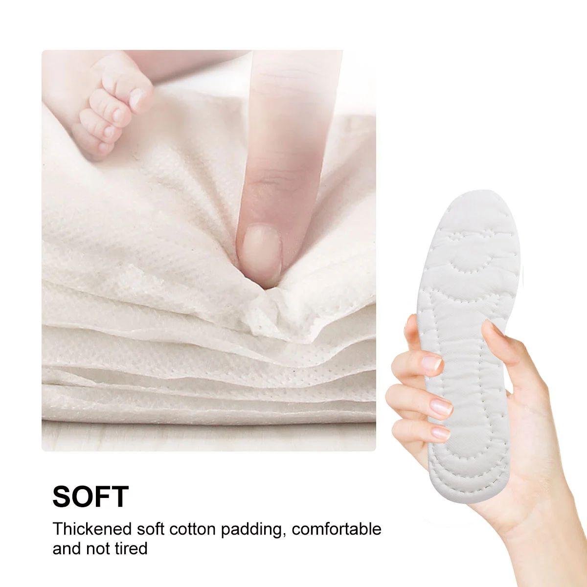 5 Pairs Insoles for Plantar Fasciitis Barefoot Shoe Inserts Cotton Women Breathable Shoes Natural