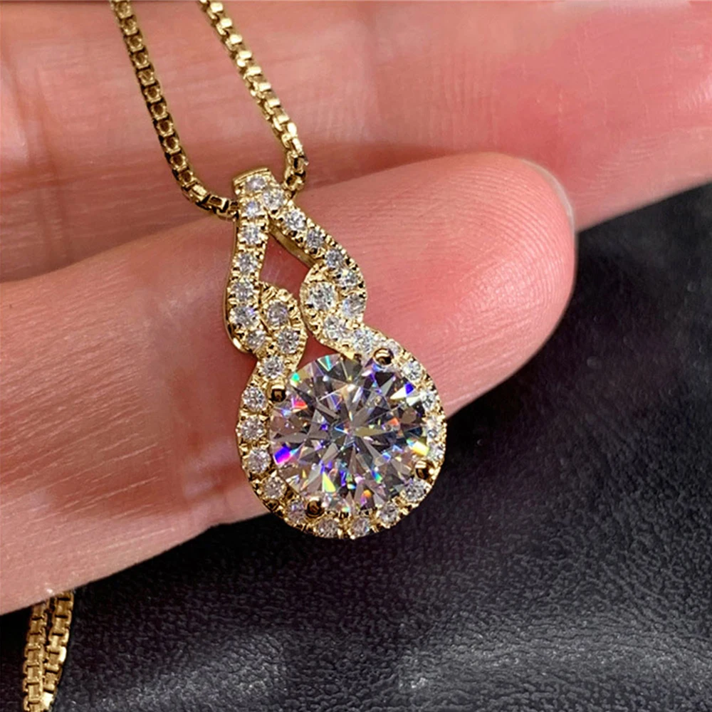 OXTAO D Color Moissanite Infinity Pendant Necklace Women Real 925 Sterling Silver Engagement Luxury Gourd Shape Jewelry