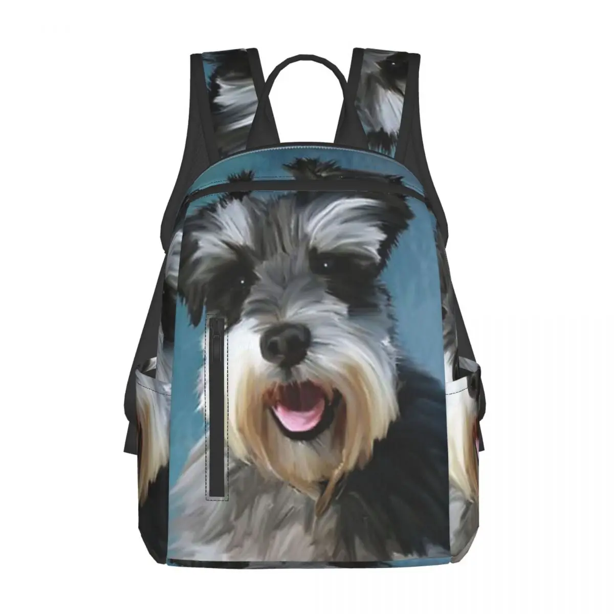 Miniature Schnauzer Dog Water Color Art Painting Backpack Daypack Large Capacity BookBag School Bag Shoulder Bags for Men Women