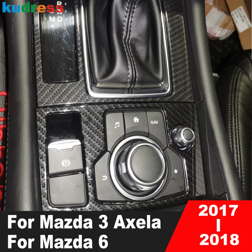 

For Mazda 3 Axela For Mazda 6 2017 2018 Carbon Fiber Car Center Console Gear Shift Box Panel Cover Trim Interior Accessories AT
