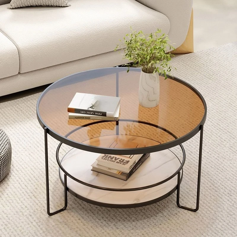 For Glass Coffee Table, Round Edge Table, Minimalist Table for Home Use Diameter 80CM High 45CM