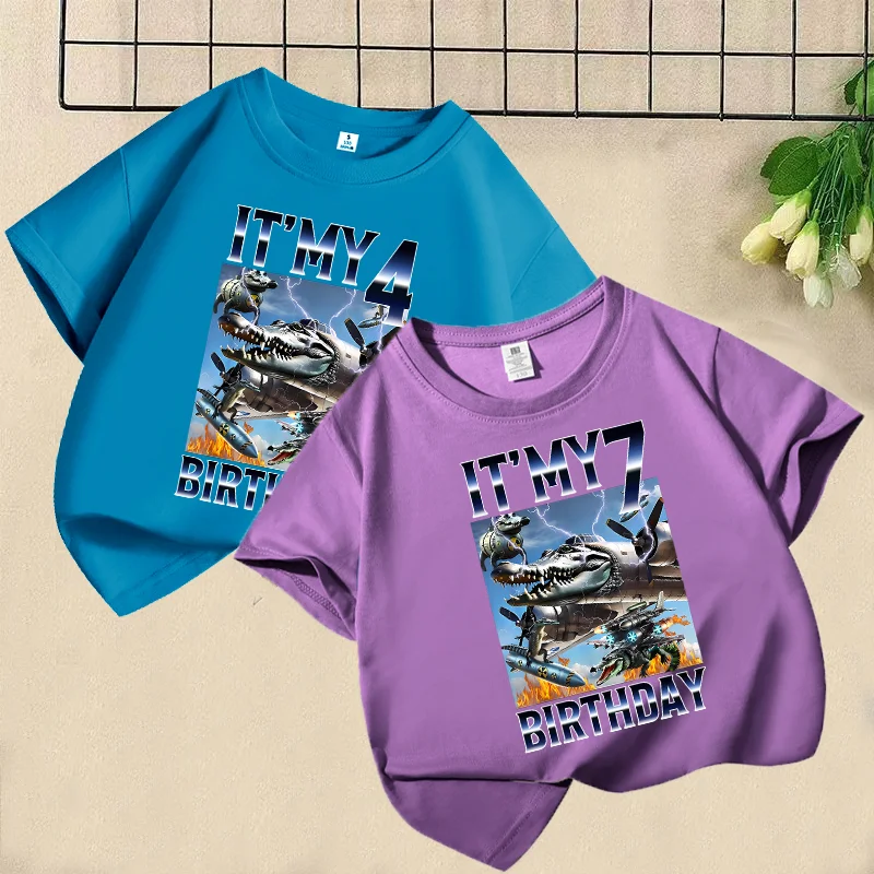 

Italian Brainrot Baby Short Sleeve Casual Tee Digital Cotton T-shirt Cartoon Figure Shirts Birthday Clothes Kid Blue Green Shirt