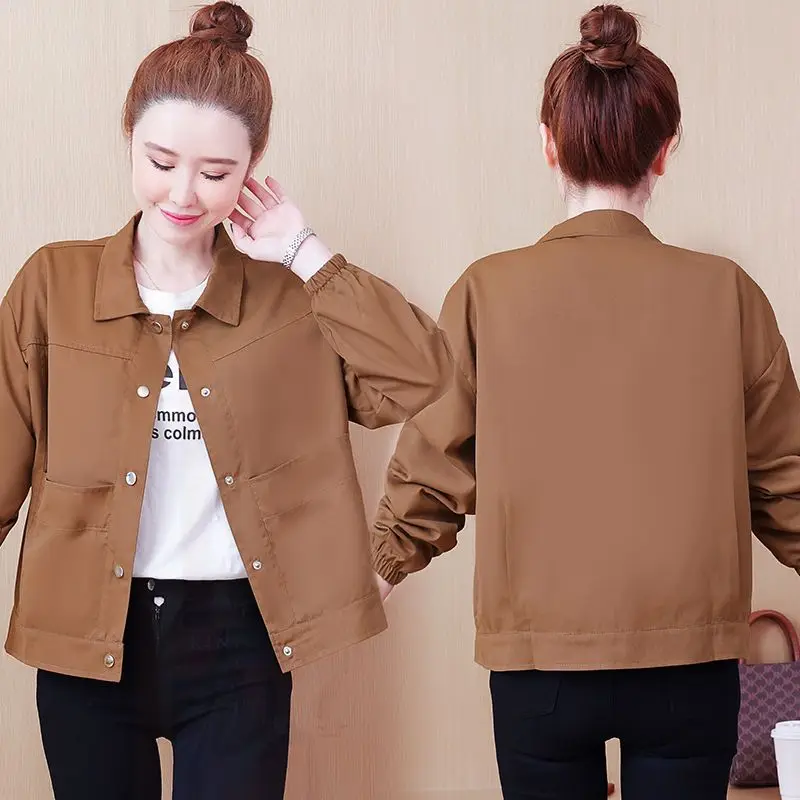 

Women's Spring Fashion Bomber Jacket with Pockets Long Sleeve Casual Jackets Coat Vintage New In Outerwears Chic Tops U727