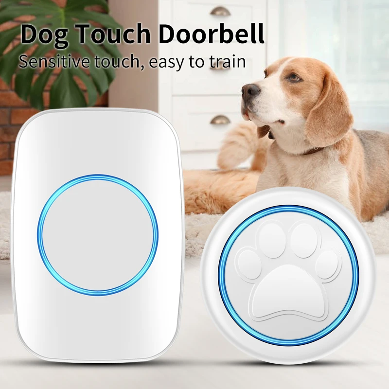 CACAZI Smart Pet Wireless Doorbell Sets Pet Dog Bells House-Training To Go Outside Sensor Motion 60 Ringtones US EU UK AU Plug